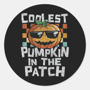 Kids Coolest Pumpkin In The Patch Toddler Boys Hal Classic Round Sticker