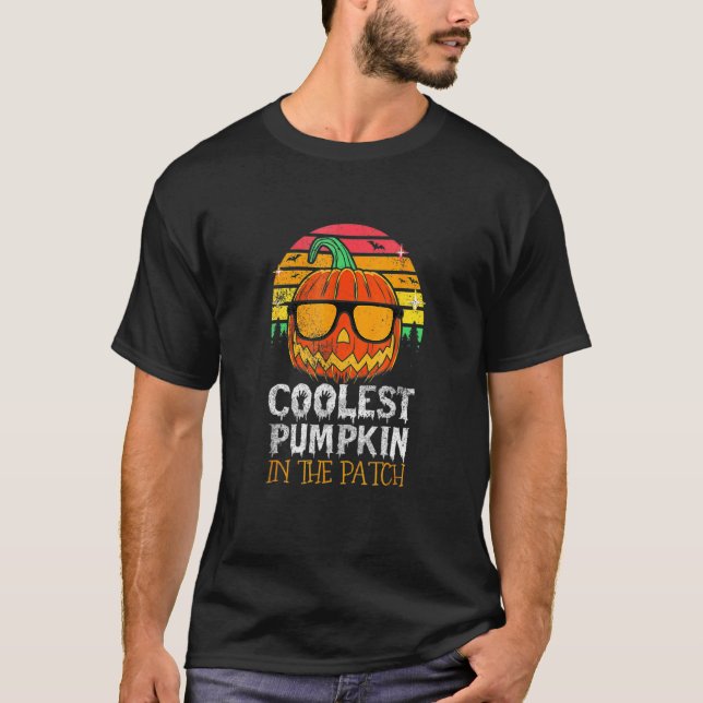 Kids Coolest Pumpkin In The Patch Toddler Boys Hal T-Shirt (Front)