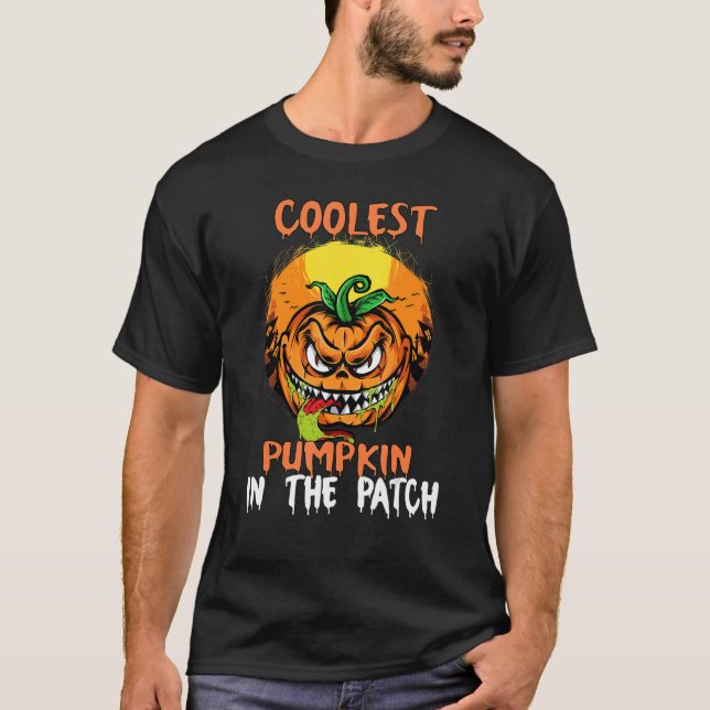 Kids Coolest Pumpkin In The Patch Toddler Boys Hal T-Shirt (Front)