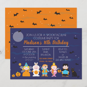 Kids Costume Birthday Party Halloween Invitation
