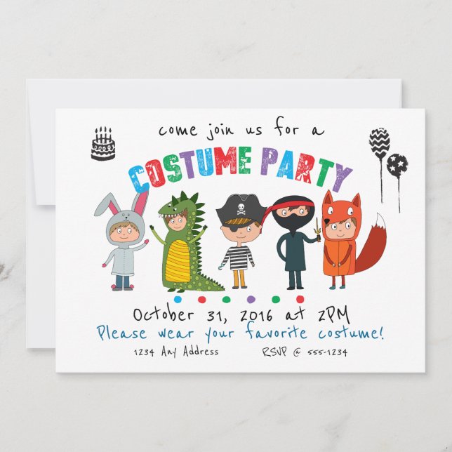 Kids Costume Party Invitation (Front)