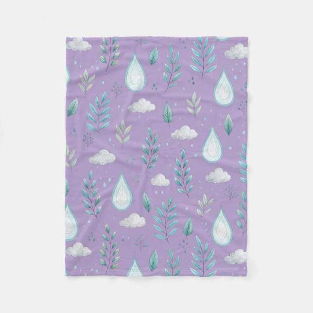 Kids Cosy Lavender Raindrop Throw Blanket (Front)