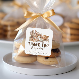 Kids Cowboy Birthday Favour Square Sticker