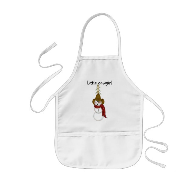 Kids Cowgirl or Cowboy Snowman Apron (Front)
