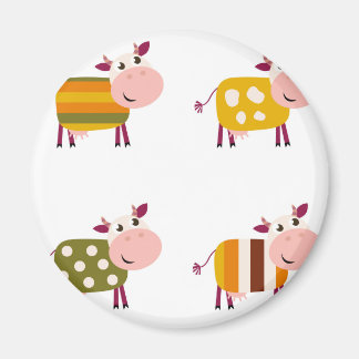 Kids cows art illustration on white magnet