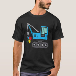 Kids Crane Autism Awareness Construction Truck Tod T-Shirt