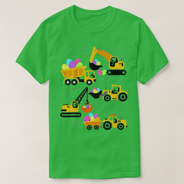 Kids Crane Truck Construction Funny Easter Day Tod T-Shirt (Design Front)