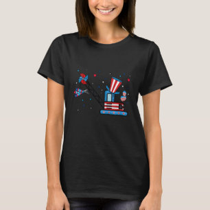Kids Crane Truck Firecrackers Kids 4th Of July Bab T-Shirt