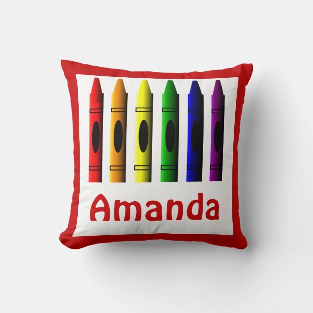 Kids Crayons Crayon Name Room Décor Pillow (Front)