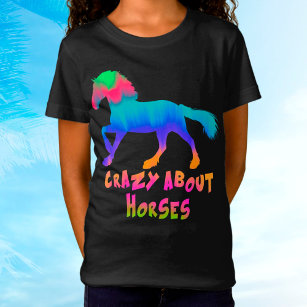 Kids "Crazy About Horses" Tropical Tie-Dye T-Shirt