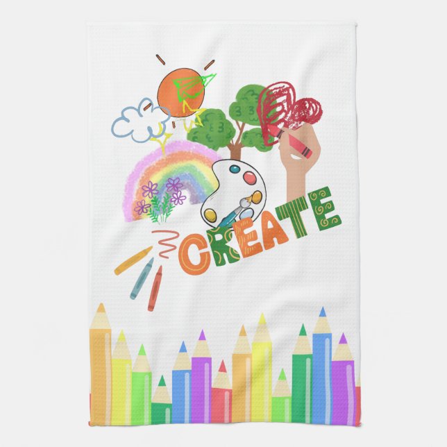 Kid's Create Art Tea Towel (Vertical)