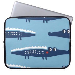 Kids Crocodile Pattern: Summer Playfulness. Laptop Sleeve