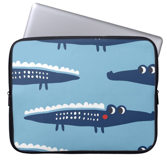 Kids Crocodile Pattern: Summer Playfulness. Laptop Sleeve (Front)