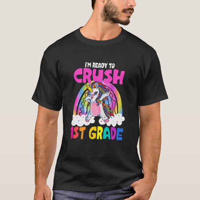 Kids Crush 1st Grade First Grade Dabbing Unicorn B T-Shirt (Front)