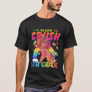 Kids Crush 5Th Grade Flossing Unicorn Back To Scho T-Shirt