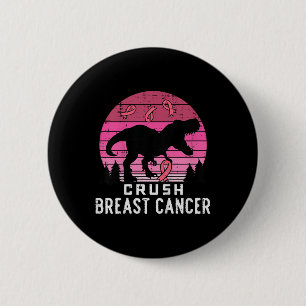 Kids Crush Breast Cancer Pink Trex Dino Awareness 6 Cm Round Badge