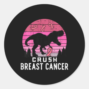 Kids Crush Breast Cancer Pink Trex Dino Awareness  Classic Round Sticker