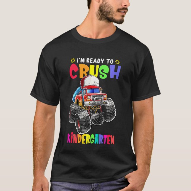 Kids Crush Kindergarten Monster Truck Backpack Bac T-Shirt (Front)
