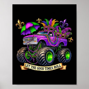 Kids Crush Mardi Gras Toddler Truck Funny Monster  Poster