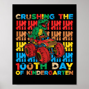 Kids Crushing The 100th Day Of School Boys 100 Day Poster