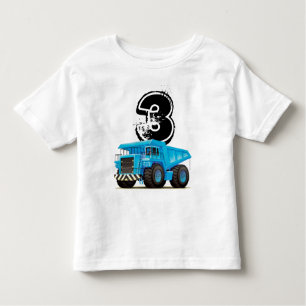 Kid's Custom Age Dumper Truck 3rd Birthday Toddler T-Shirt