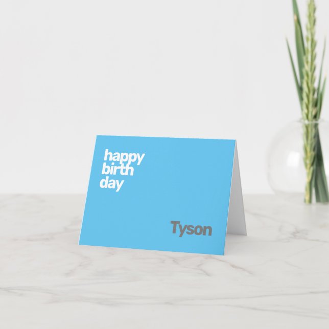 kids custom blue personal happy Birthday minimal  Card (Front)