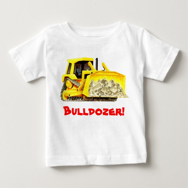 Kid's Custom Construction Trucks Bulldozer Baby T-Shirt (Front)