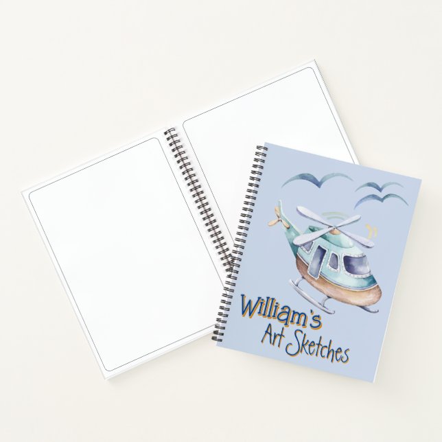 Kids Custom Helicopter Sketch   Notebook (Inside)