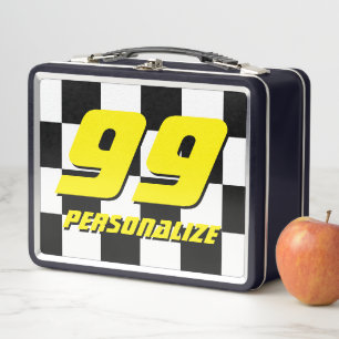 Kid's custom lunch box with chequered race flag