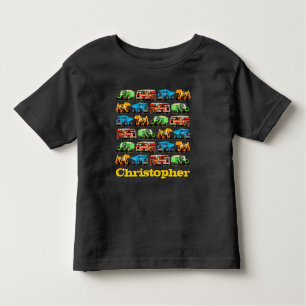 Kids Custom Name Construction Truck Pattern Toddler T-Shirt