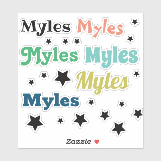 Kids custom name contour stickers (Sheet)