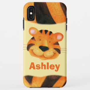 Kids custom name cute tiger face orange Case-Mate iPhone case