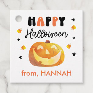 Kids Custom Pumpkin Halloween Treat Favour Tags