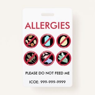 Kids Custom Top 8 Allergen Allergy Symbol Alert ID Badge