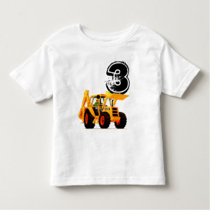 Kid's Custom Yellow Digger 3rd Birthday Toddler T-Shirt