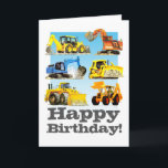 Kids Custom Yellow Digger Excavator Happy Birthday Card<br><div class="desc">Looking for a special digger birthday gift? Kids love diggers, these custom digger and excavator happy birthday cards have a big yellow diggers and excavators on them. Add your own name or message. Ideal for the young builder or farmer in your life. Brilliant for a digger themed kid's party. Kids...</div>
