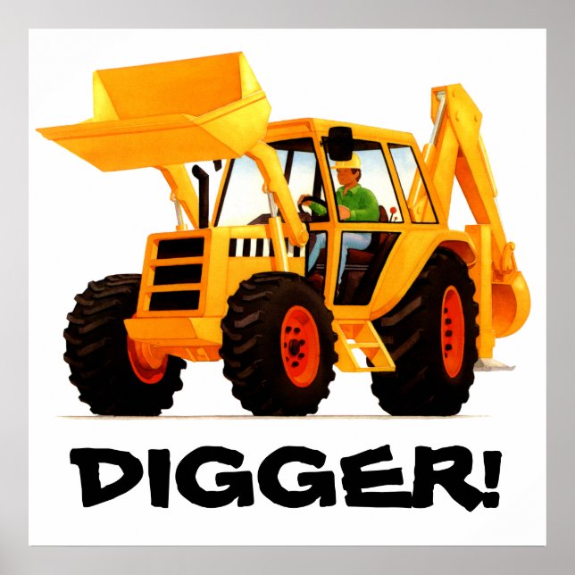 Kid's Custom Yellow Digger Poster (Front)