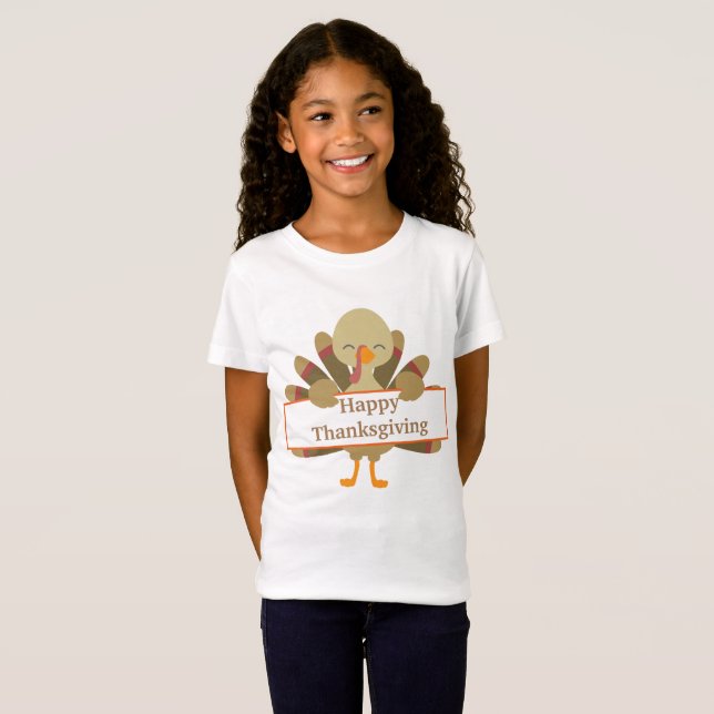 Kids Customisable Thanksgiving turkey t-shirt (Front Full)