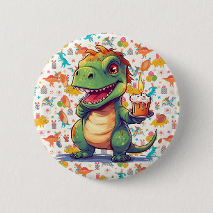 Kids Customised Dino Birthday 6 Cm Round Badge