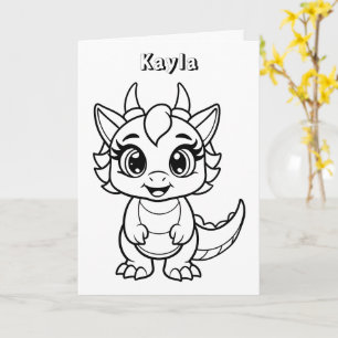Kids Customised Dinosaur Bithday Card - COLOR ME