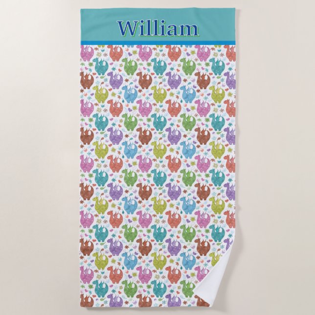 Kids Customised Dragon Beach Towel (Front)