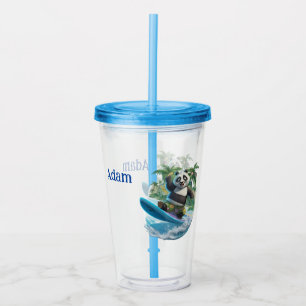 Kids Customised Surfing Panda Acrylic Tumbler