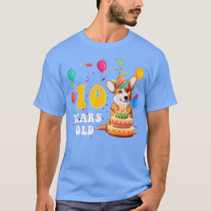 Kids Cute 10 Years Old Corgi Dog Lover 10th Birthd T-Shirt