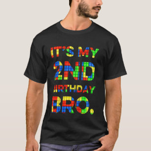 Kids Cute 2nd Birthday  2 Years Old Block Building T-Shirt