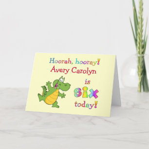 Kids Cute 6th Birthday Personalise for Girl or Boy Card