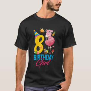 Kids Cute 8 Years Old Birthday Girl Flamingo 8th B T-Shirt