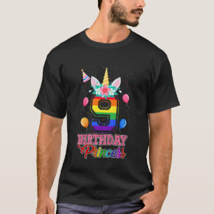 Kids Cute 9th Birthday Princess Unicorn 9 Years Ol T-Shirt