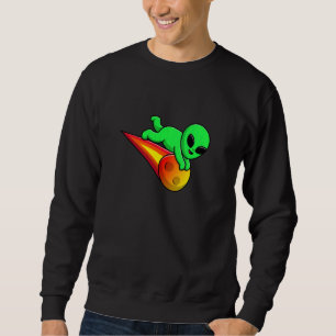 Kids Cute Alien Flying with Meteorite Stone Astero Sweatshirt