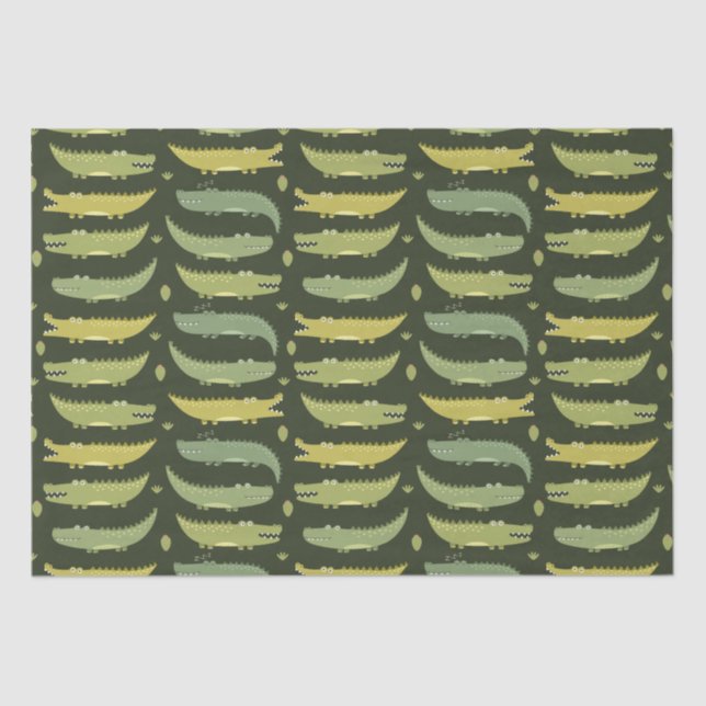 Kids Cute Alligators Crocodiles Talking Together Tissue Paper (Front)