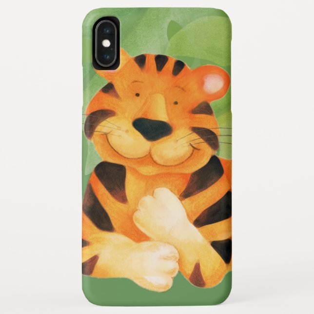 Kids cute animal tiger face green orange Case-Mate iPhone case (Back)